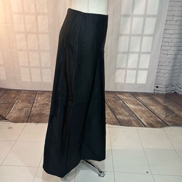 JS Collections Black satin dressy Full Length Maxi Skirt Size 4 - Picture 6 of 9
